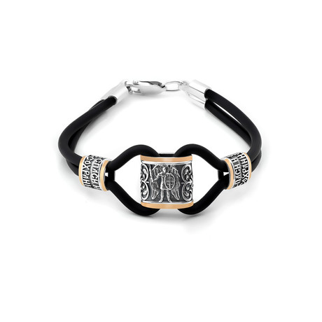 Браслеты из серебра и золота - каучуковый браслет «Архангел Михаил»