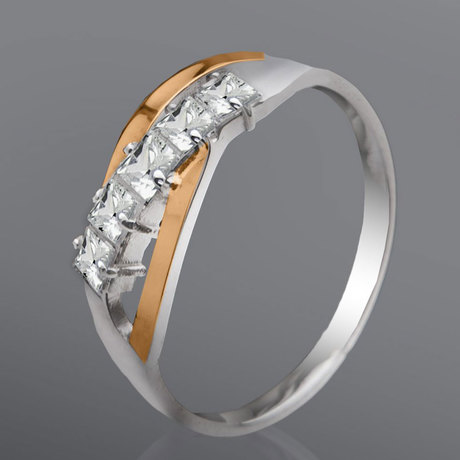 Кольцо «Монако» с квадратными цирконами Кольцо «Монако» с квадратными цирконами