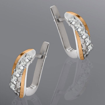 Серьги «Монако» с квадратными цирконами