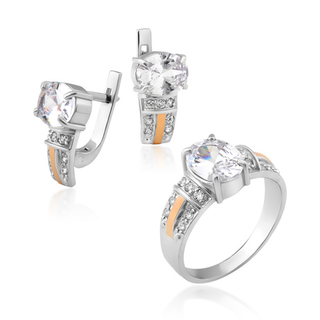 Каблучка «Адель» зі срібла і золота з камінням