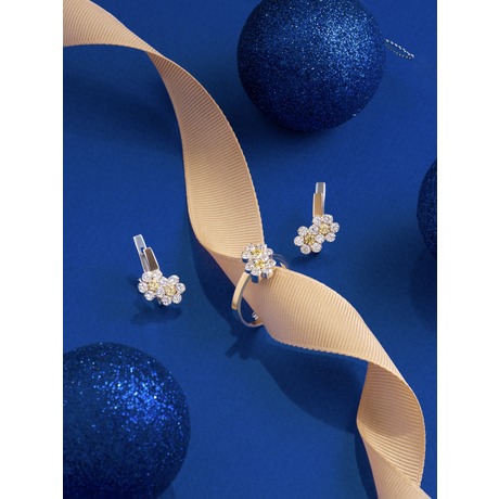 Серебряный комплект с золотом и камнями «Фея»