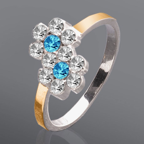 Серебряный комплект с золотом и камнями «Фея»