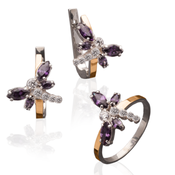 Сережки з золотими вставками «Бабка»