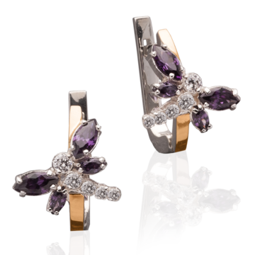 Сережки з золотими вставками «Бабка»