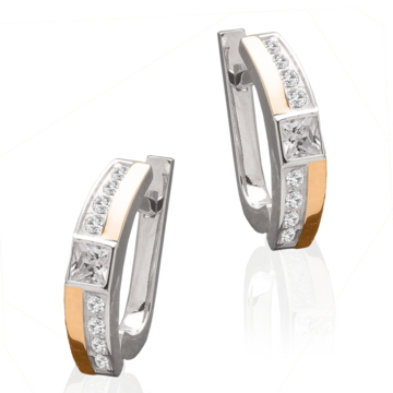 Женские серьги «Меланж» - серебро с золотом