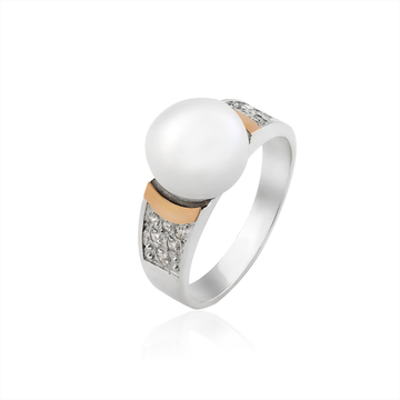 Кольцо с жемчугом и цирконием «Фемида»
