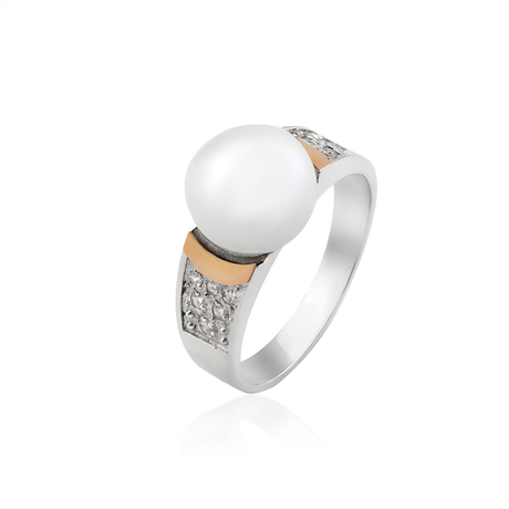 Кольцо с жемчугом и цирконием «Фемида»