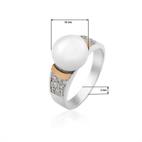 Кольцо с жемчугом и цирконием «Фемида»
