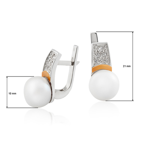 Серьги с жемчугом и цирконием «Фемида»