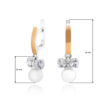 Серьги «Остин» с жемчугом и фианитами Серьги «Остин» с жемчугом и фианитами