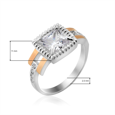 Кольцо «Панама» с квадратным фианитом