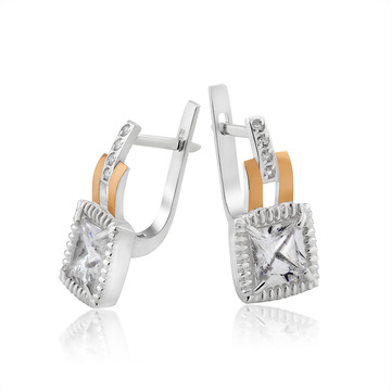 Сережки з фіанітами «Панама»