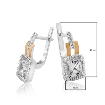 Сережки з фіанітами «Панама»