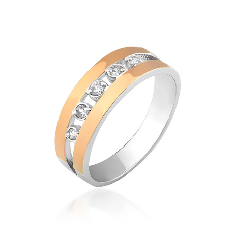 Каблучка зі срібла і золота з білими цирконами «Флоренція» Каблучка зі срібла і золота з білими цирконами «Флоренція»