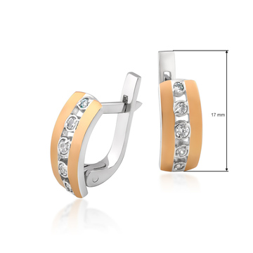 Сережки зі срібла та золота з білими цирконами «Флоренція»