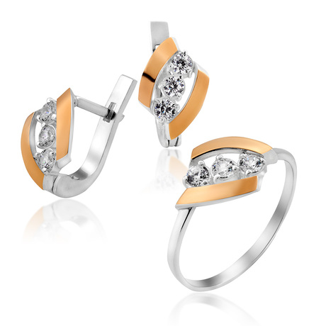 Серебряное кольцо с золотыми вставками «Ричмонд»