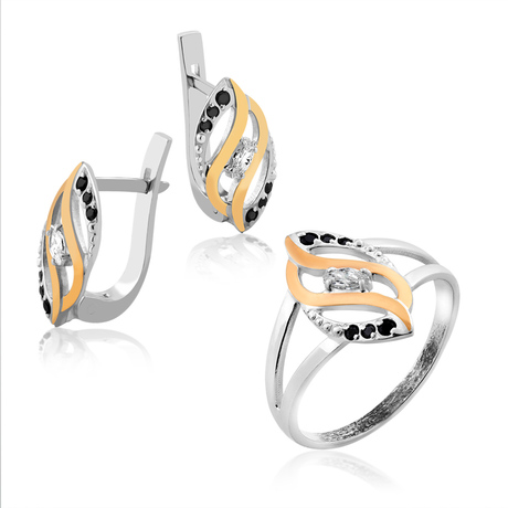 Гарнитур с черными фианитами «Альмерия» Гарнитур с черными фианитами «Альмерия»