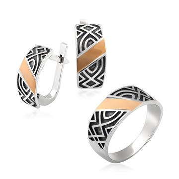 Гарнитур из серебра со вставкой золота «Аврора»