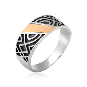 Каблучка зі срібла з вставкою золота «Аврора»