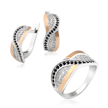 Набір з білими і чорними фіанітами «Перепліт»