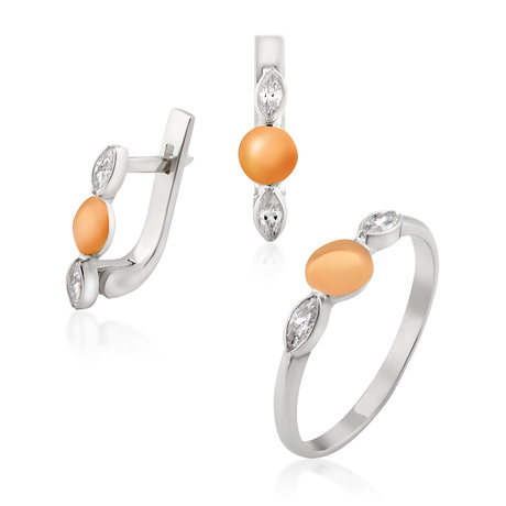 Срібний набір з золотом і фіанітами «Джезеріт»