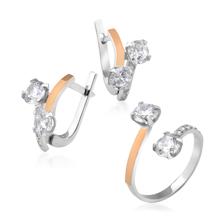 Серьги из серебра и золота «Поцелуйчик» с фианитами Серьги из серебра и золота «Поцелуйчик» с фианитами