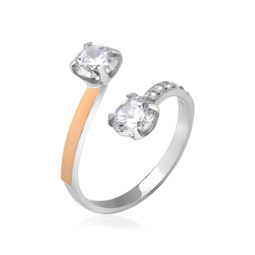 Кольцо из серебра и золота «Поцелуйчик» с фианитами