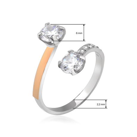 Кольцо из серебра и золота «Поцелуйчик» с фианитами Кольцо из серебра и золота «Поцелуйчик» с фианитами