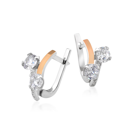 Серьги из серебра и золота «Поцелуйчик» с фианитами Серьги из серебра и золота «Поцелуйчик» с фианитами