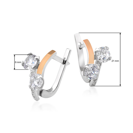 Серьги из серебра и золота «Поцелуйчик» с фианитами Серьги из серебра и золота «Поцелуйчик» с фианитами