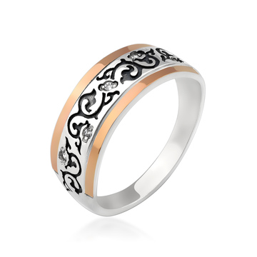 Кольцо с рисунком и камнями «Бьянка»