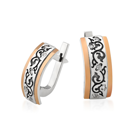 Сережки з малюнком і камінням «Б'янка»