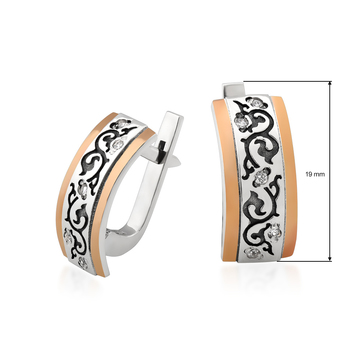 Сережки з малюнком і камінням «Б'янка»