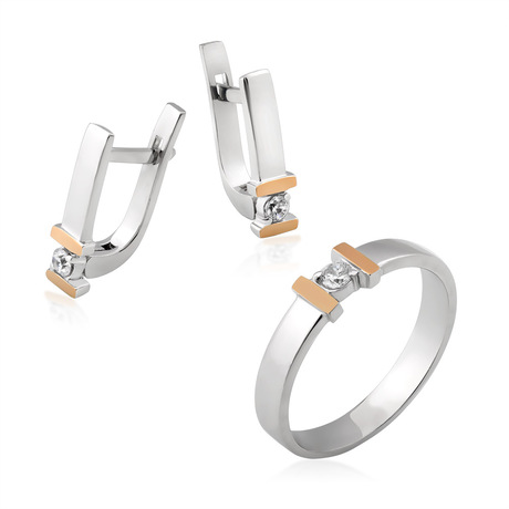 Сережки з фіанітами і золотом "Сієна"