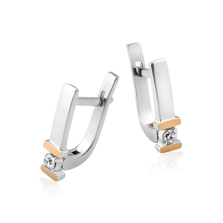 Сережки з фіанітами і золотом "Сієна"