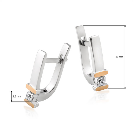 Сережки з фіанітами і золотом "Сієна"