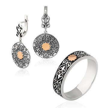 Гарнитур из серебра со вставкой золота «Мэнди» Гарнитур из серебра со вставкой золота «Мэнди»