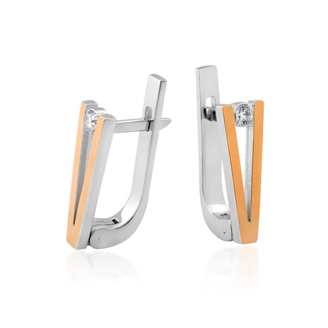 Серьги  «Виктория» с фианитом и золотом