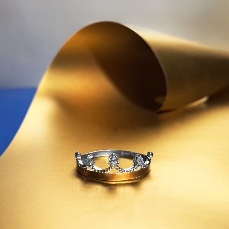Каблучка «Корона» з білими фіанітами