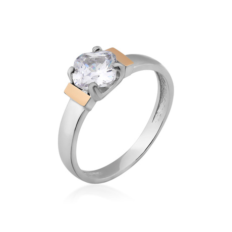 Кольцо с фианитом и золотом "Франческа"