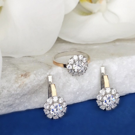 Комплект с золотыми вставками «Ромашка»