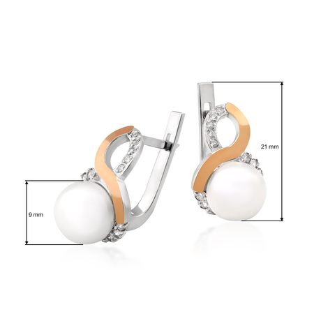 Жіночі сережки з перлами і фіанітами «Ніжність»