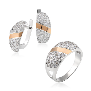 Жіночий срібний гарнітур зі вставками золота «Тріумф» 