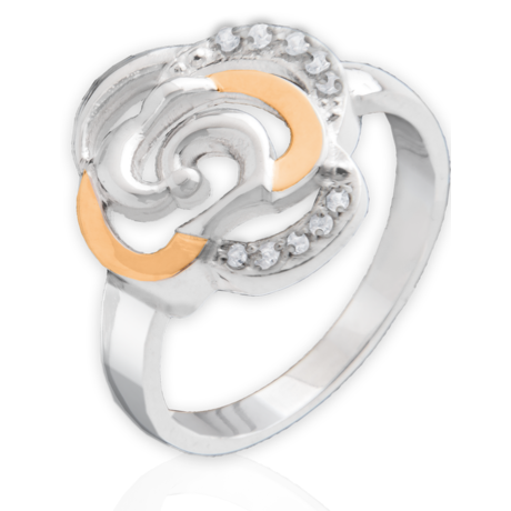 Каблучка зі срібла з золотом «Роза»