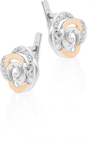 Гарнітур зі срібла з золотом «Роза»