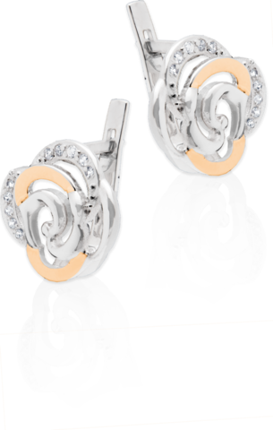 Сережки зі срібла з золотом «Роза»