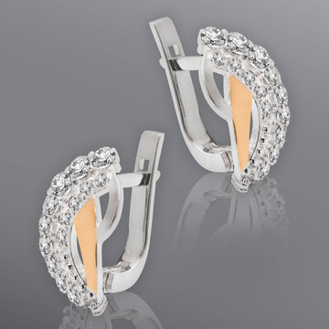 Жіночий комплект «Маска» зі вставкою з білих фіанітів