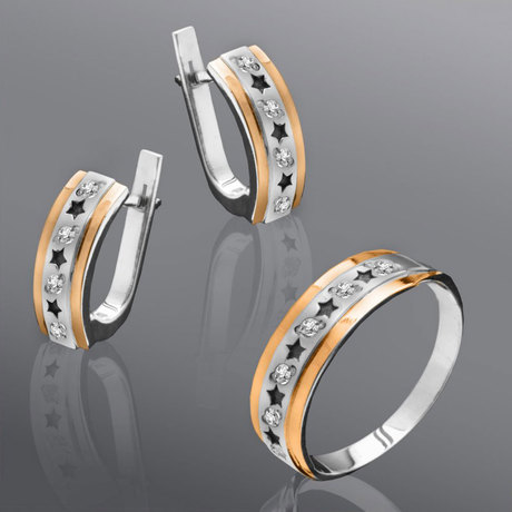 Гарнітур «Зірка» з дрібними фіанітами Гарнітур «Зірка» з дрібними фіанітами