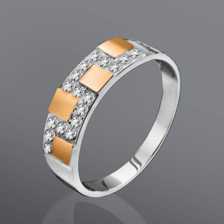 Каблучка «Шахи», виконана зі срібла і золота