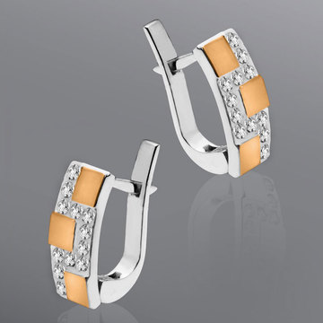 Сережки «Шахи», виконані зі срібла і золота